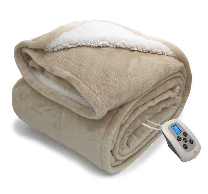 Heated Blanket Twin Linen Electric Throw with 10 Heat Settings/Safety 10 Hours Auto-Off Dual Controllers 62"X84"
