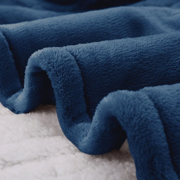 Heated Blanket Twin Navy Electric Blanket Throw with 10 Heat Settings/Safety 10 Hours Auto-Off Dual Controllers 62"X84"