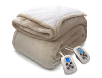 Electric Blanket Queen Linen Heated Throw with 10 Heat Settings/Safety 10 Hours Auto-Off Dual Controllers 84"X90"