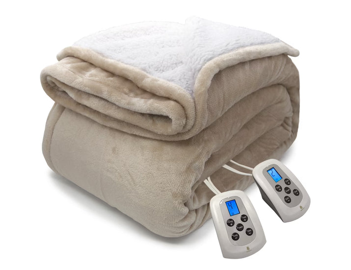 Electric Blanket Queen Linen Heated Throw with 10 Heat Settings/Safety 10 Hours Auto-Off Dual Controllers 84"X90"