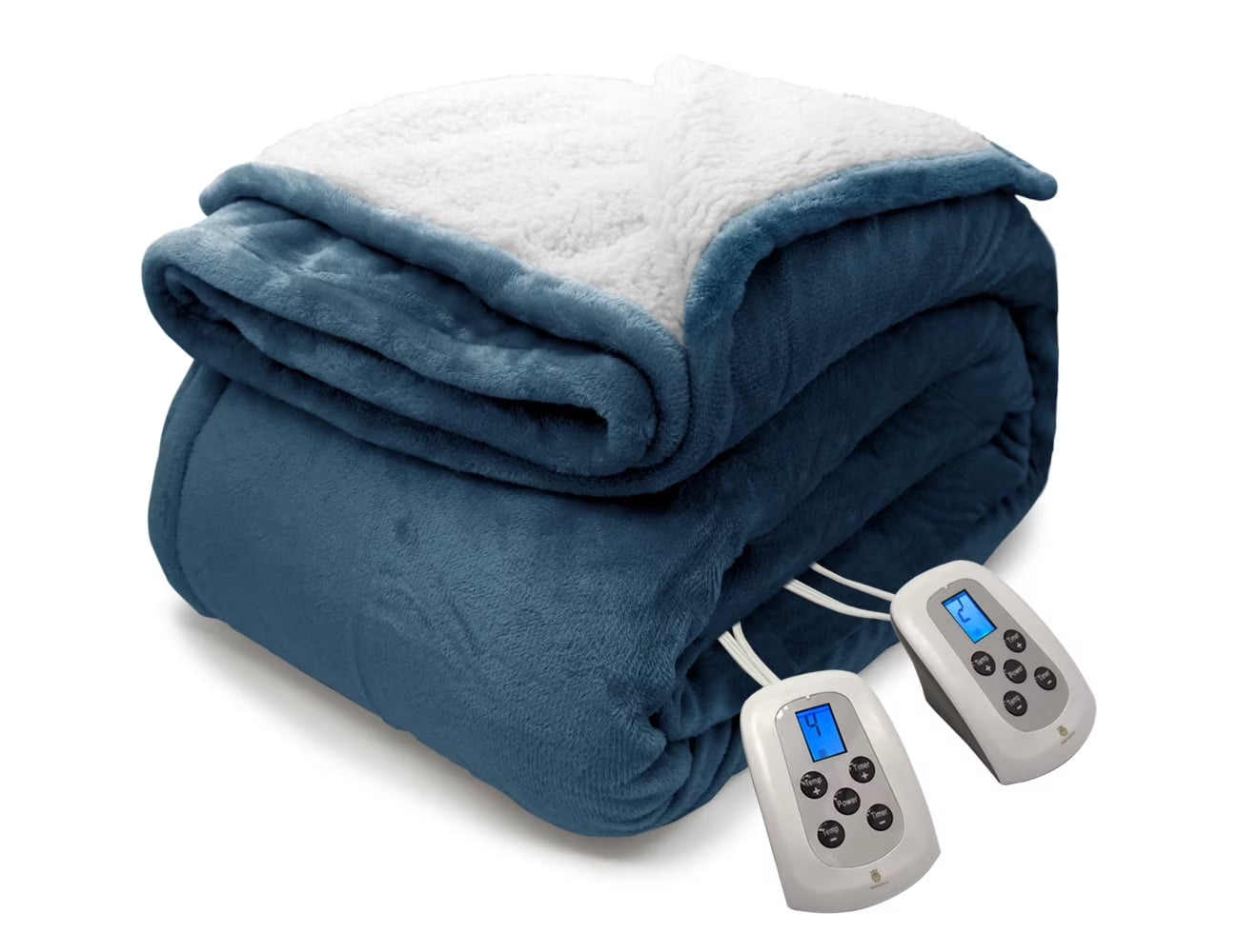 Queen Electric Blanket, Navy Heated Throw with 10 Heat Settings/Safety 10 Hours Auto-Off Dual Controllers (84X90'')