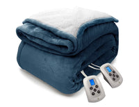 Queen Electric Blanket, Navy Heated Throw with 10 Heat Settings/Safety 10 Hours Auto-Off Dual Controllers (84X90'')
