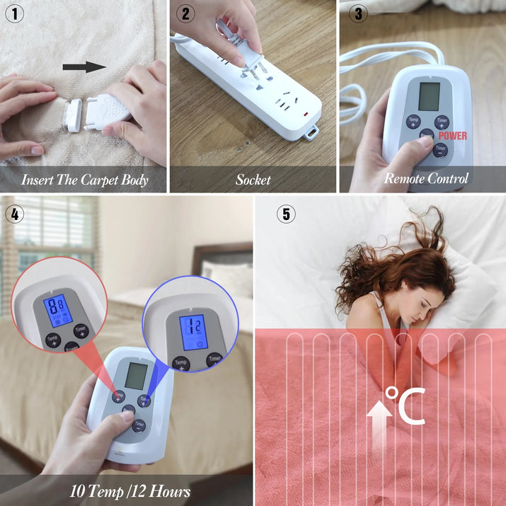 Heated Blanket Twin Navy Electric Blanket Throw with 10 Heat Settings/Safety 10 Hours Auto-Off Dual Controllers 62"X84"