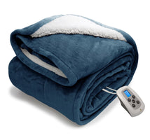 Heated Blanket Twin Navy Electric Blanket Throw with 10 Heat Settings/Safety 10 Hours Auto-Off Dual Controllers 62"X84"