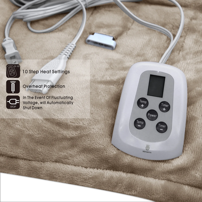 Heated Blanket Twin Linen Electric Throw with 10 Heat Settings/Safety 10 Hours Auto-Off Dual Controllers 62