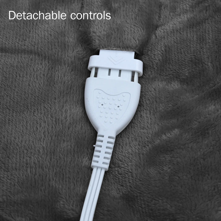 Electric Blanket King Grey Heated Throw with 10 Heat Settings/Safety 10 Hours Auto-Off Dual Controllers