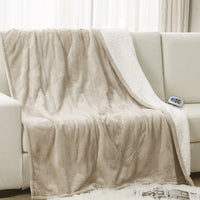 Heated Blanket Twin Linen Electric Throw with 10 Heat Settings/Safety 10 Hours Auto-Off Dual Controllers 62"X84"